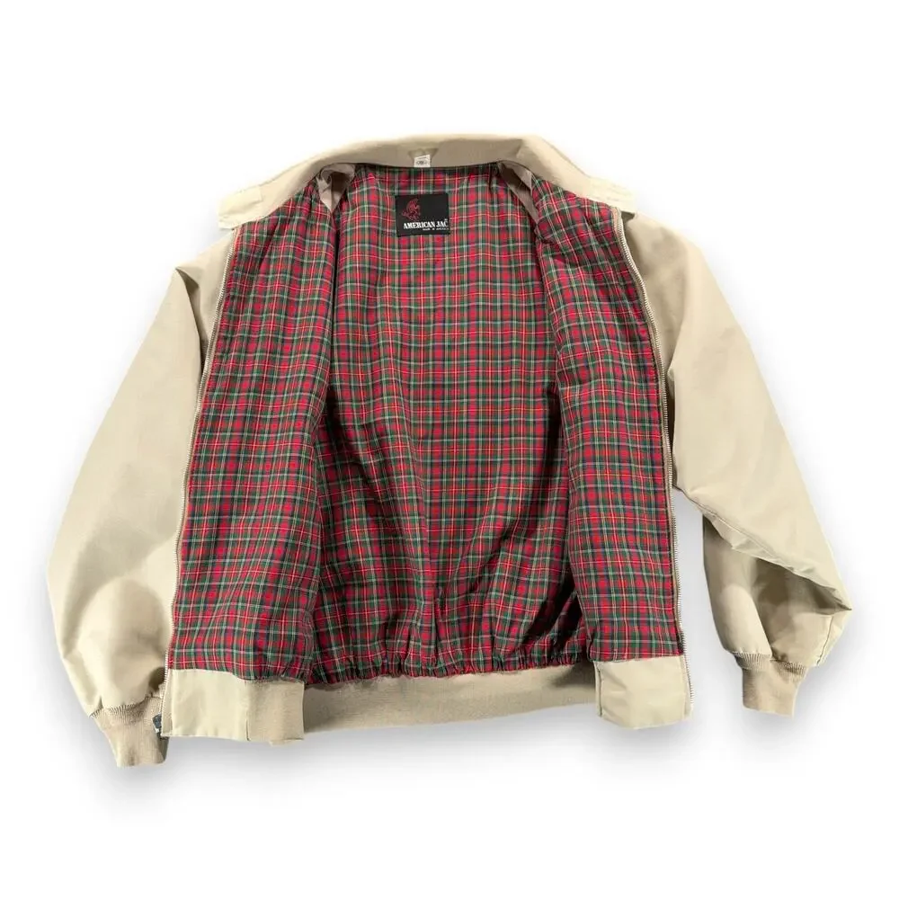 Vintage American Jac Bomber Jacket Adult EXTRA LARGE Brown Raglan Lined USA 90s